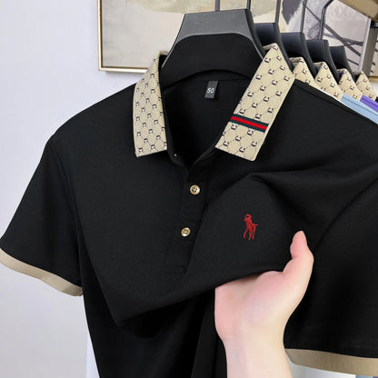 High end pony embroidered short sleeve polo shirt fashion designer brand T-shirt comfort breathable business casual men's wear