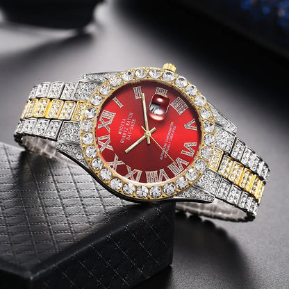 Hip Hop Diamond Bling Watch Men Gold Color Men’s Quartz Watches Luxury Male Clock Relogio Masculino Dropshipping Gifts