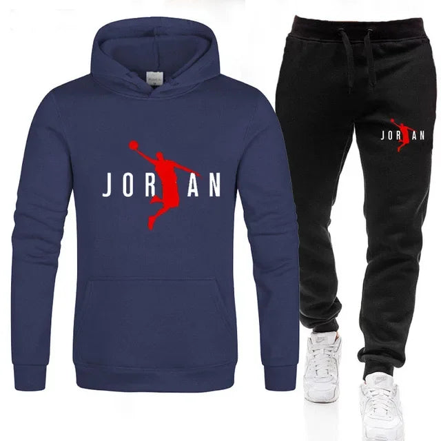 Fashionable men's sportswear set 2025 Spring and Autumn New outdoor men's casual pullover + jogging Pants two-piece set