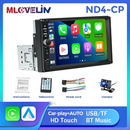 1DIN 7inch HD Touch Screen Universal Car Radio Multimedia Player MP5 Car-play Auto BT For Ford Honda Hyundai KIA Fiat VW Nissan