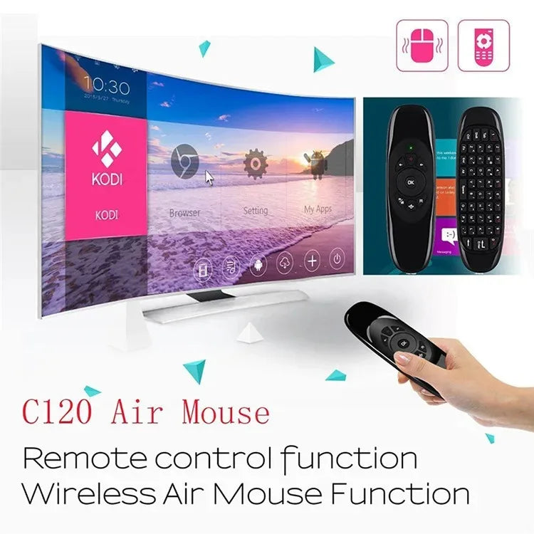 C120 RGB Backlight Fly Air Mouse Gyro Sensor Wireless 2.4G RF Keyboard Remote Control For Android Smart TV Box