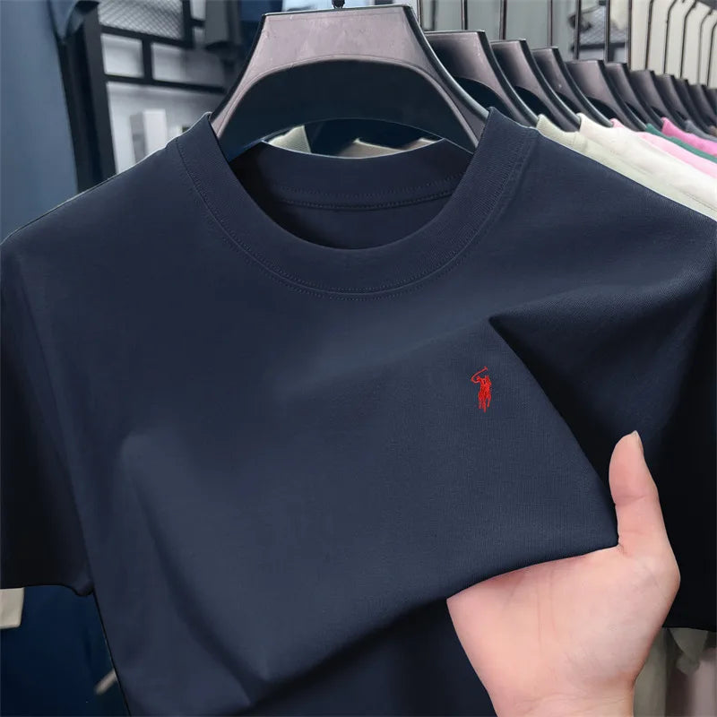 100_ cotton men's short sleeve T-shirt fashion brand Paul Pony embroidery summer new high-end comfortable casual round neck top