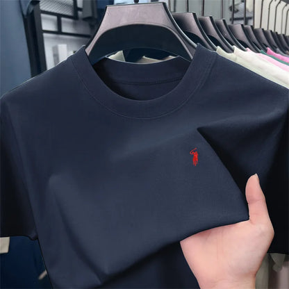 100_ cotton men's short sleeve T-shirt fashion brand Paul Pony embroidery summer new high-end comfortable casual round neck top