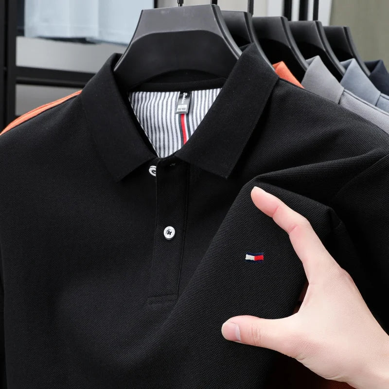 100% pure cotton summer new men's short sleeve high-end custom brand POLO shirt designer exquisite embroidery T-shirt casual top
