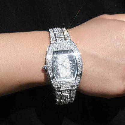 THE BLING KING Big Men's Watch Waterproof Full Iced Out Rectangle Dial Luxury Brand Quartz Automatic Wrist Mens Hiphop Watch