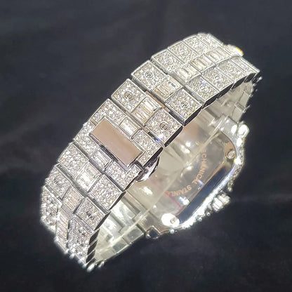 Luxury Diamond Watch Men Hip Hop Bling Iced Out Quartz Watches Fashion Blue Dial Silver Shiny Party Jewelry Relojes Dropshipping