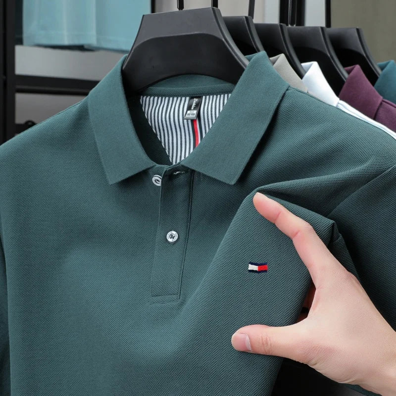 100% pure cotton summer new men's short sleeve high-end custom brand POLO shirt designer exquisite embroidery T-shirt casual top
