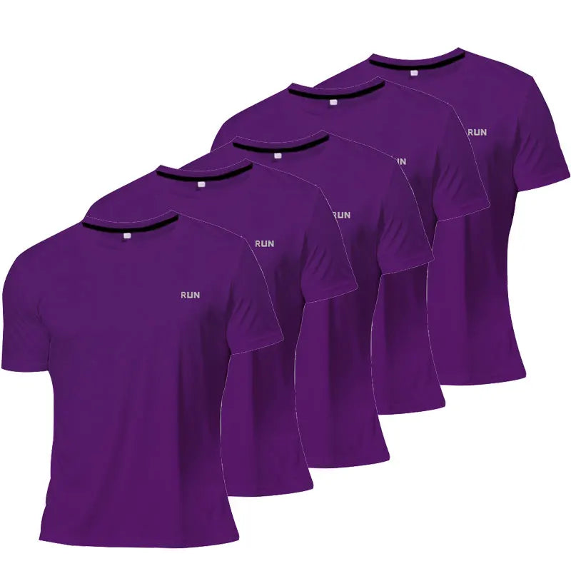 5PCS Men's Solid Color Ultralight Quick Dry Sport T-Shirt, Breathable Lightweight Top For Fitness Training Workout Running Gym