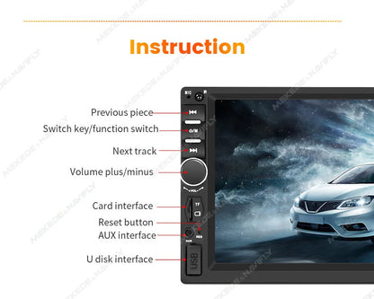 1DIN 7inch HD Touch Screen Universal Car Radio Multimedia Player MP5 Car-play Auto BT For Ford Honda Hyundai KIA Fiat VW Nissan
