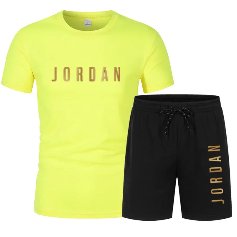 Summer Youth Men's Short sleeved T-shirt+Shorts Set Fashion Trendy Casual Sports Two Piece Set tracksuit men mens clothes