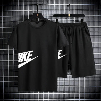 2025 New Fashion Casual Trend Men's Sportswear Set - short-sleeved T-shirt and summer outdoor sports shorts set, running set, tw