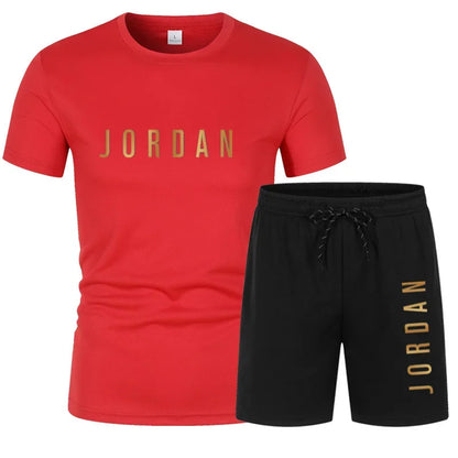 Short Sleeve T-shirt Set + Shorts Men's Young Summer Fashion Casual Sports Two-Piece Set