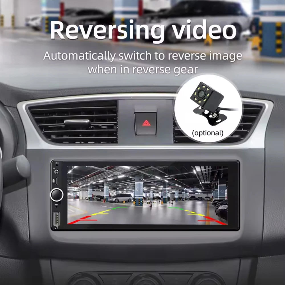 1din 6.86" HD Car Radio Multimedia Carplay Touch Screen Mirror Link Stereo Bluetooth USB FM Camera MP5 Player
