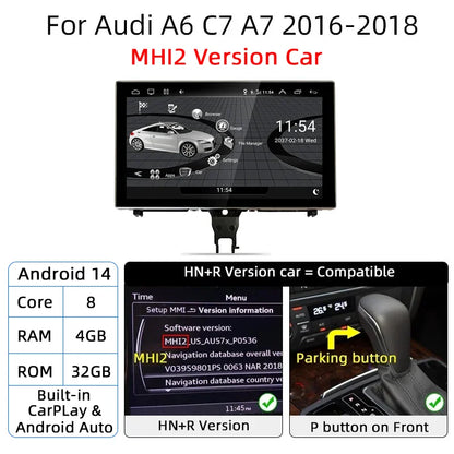 Android 14 Auto Radio Wireless Carplay Touch Screen For Audi A6 C7 A7 2012-2018 Car Multimedia Player Navigation Stereo GPS WIFI