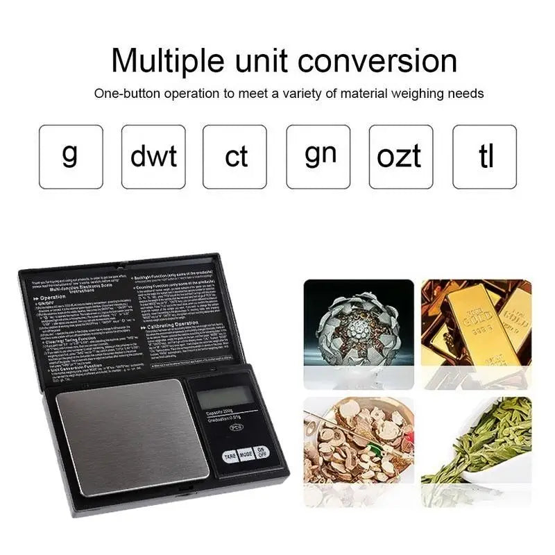 Jewelry Scales for Gold Sterling Silver Digital Scale Gram Electronic Scales 100g/200g/300g/500g X 0.01g/0.1g Mini Pocket