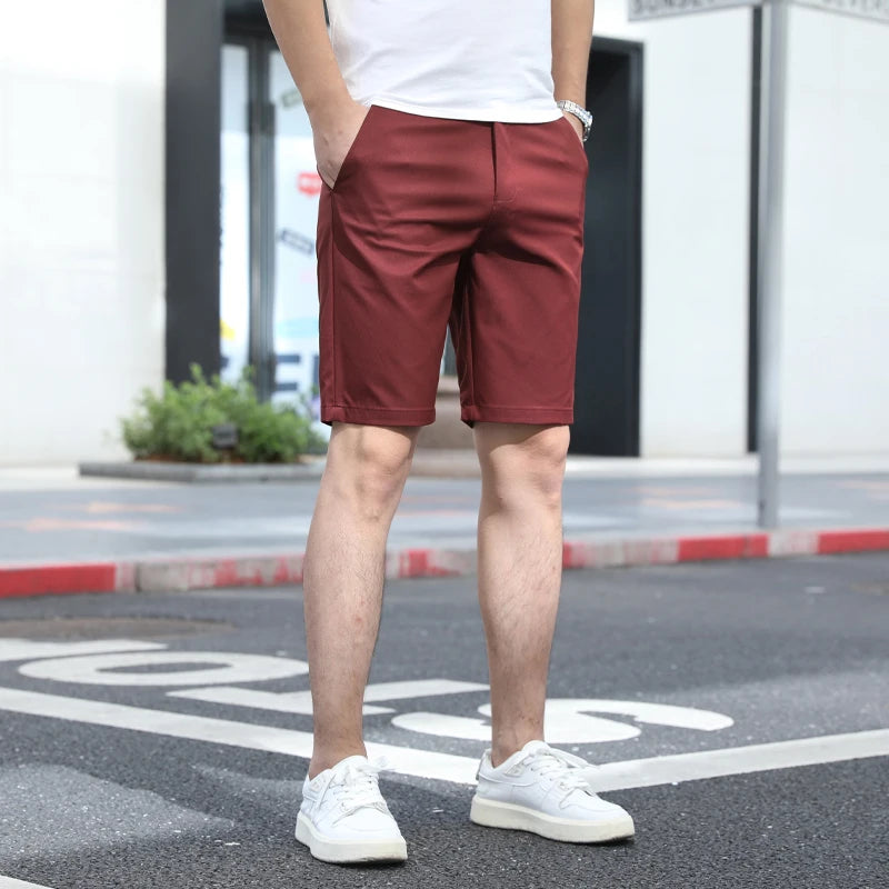 2025 New Summer Solid Shorts Men High Quality Casual Business Social Elastic Waist Men Shorts 10 Colors Beach Short