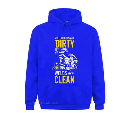 My Thoughts Are Dirty But My Welds Are Clean Funny Welder Hoodie Sweatshirts For Student Funny Hoodies Funny Casual Sportswears