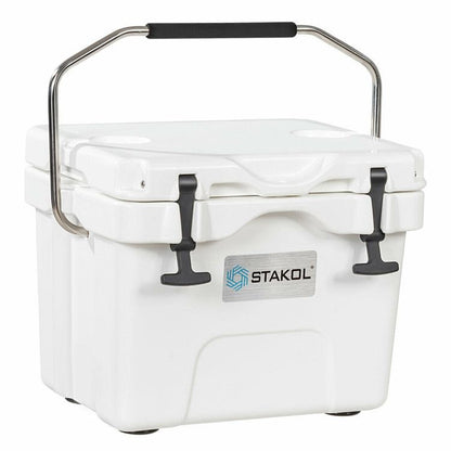 
Portable 16-quart ice cooler with cup holders