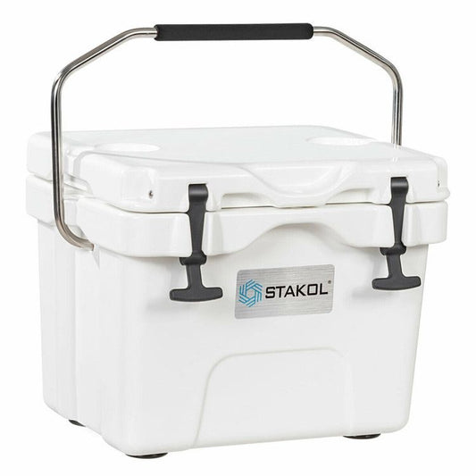 
Portable 16-quart ice cooler with cup holders