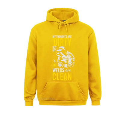 My Thoughts Are Dirty But My Welds Are Clean Funny Welder Hoodie Sweatshirts For Student Funny Hoodies Funny Casual Sportswears