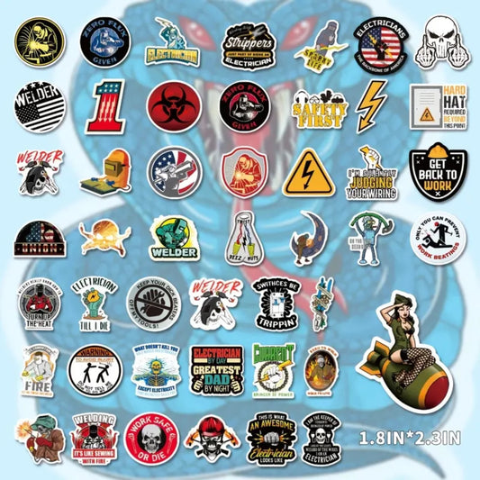 200 PCS Welding Stickers For Welding Hood & Tool Box 100% Vinyl Stickers Stickers For Adults Badass Welder Stickers Including Fl