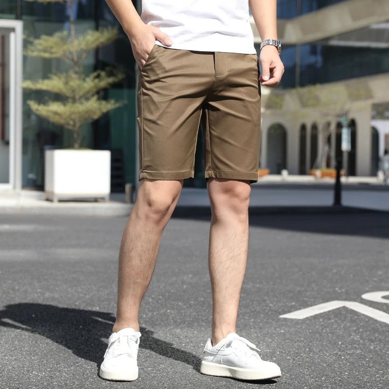 2025 New Summer Solid Shorts Men High Quality Casual Business Social Elastic Waist Men Shorts 10 Colors Beach Short