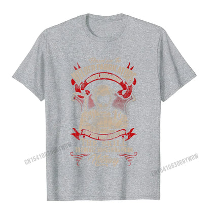 “Grey cotton t-shirt with funny welder-themed graphic on the back, available in multiple colors”